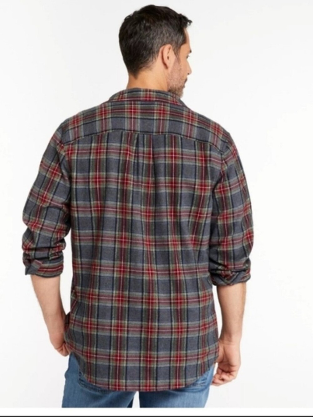 NWT LL Bean Scotch Plaid Soft Flannel Shirt Mens Traditional Fit Gray Red, Large - Picture 4 of 5